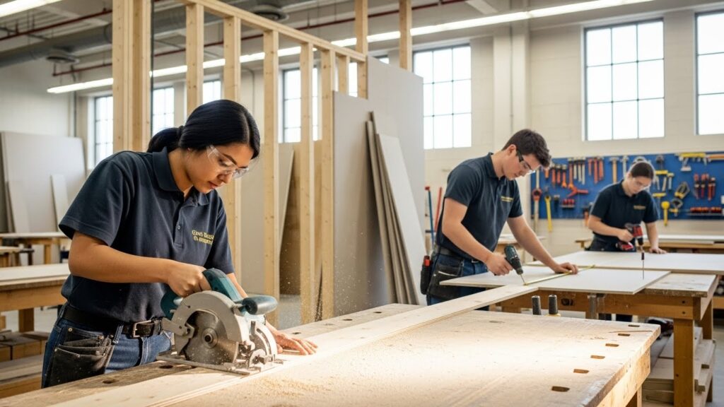 코네스토가컬리지 목공 리노베이션 학과 실습장면
